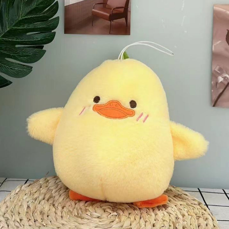 Colourful cartoon fruit plush toys arranged