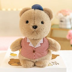 Couple bunny and bear plush toys side by side