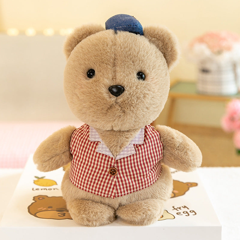Couple bunny and bear plush toys side by side