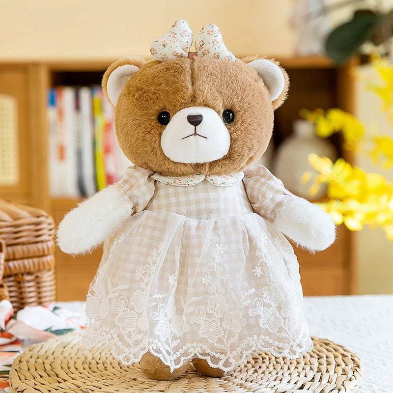 Couple bunny and bear plush toys side by side