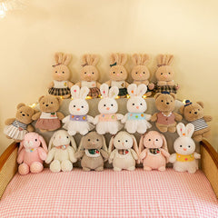 Bunny and bear plush toys together