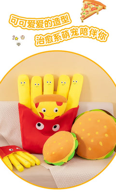 Plush hamburger and fries pillow cushion