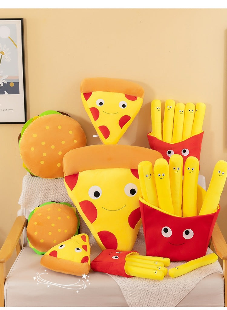 Plush hamburger and fries pillow cushion
