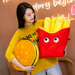 Side view of plush hamburger pillow