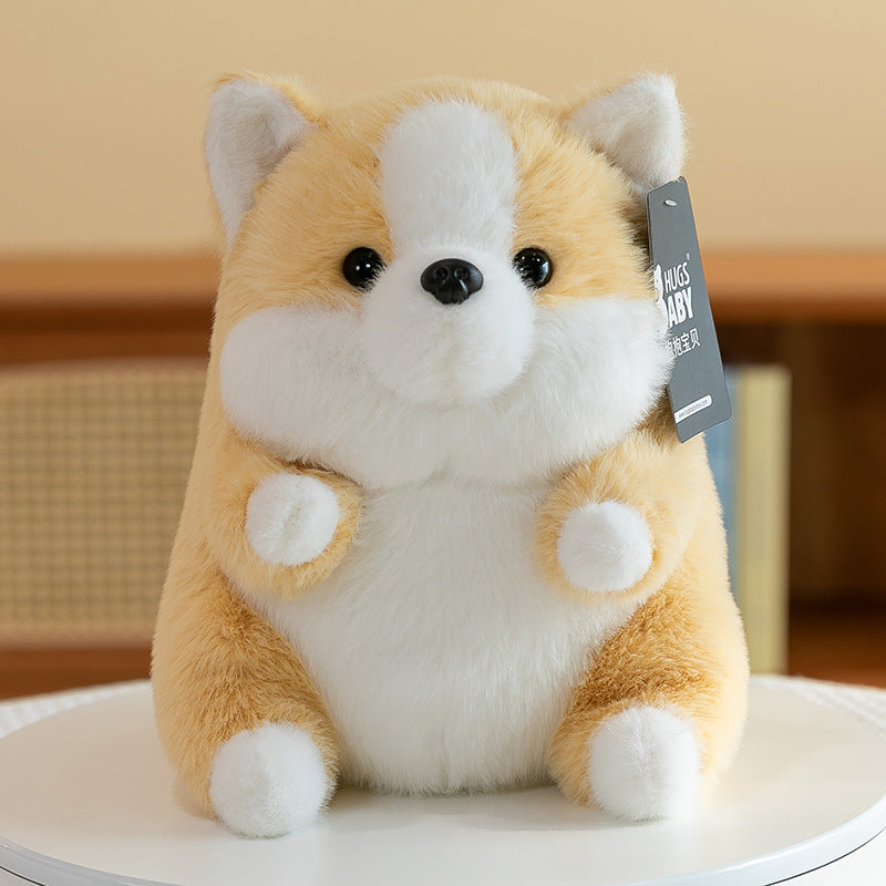 Cuddly Corgi plush in a cozy setting