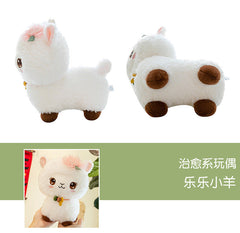 Soft sheep doll with vibrant background