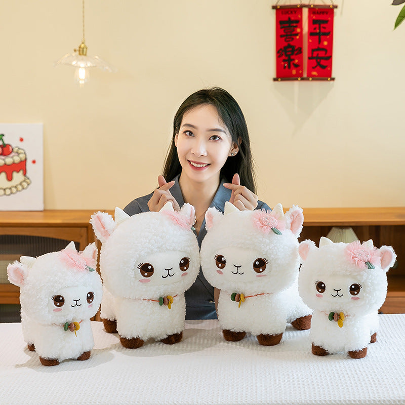Lamb plush with floral decor
