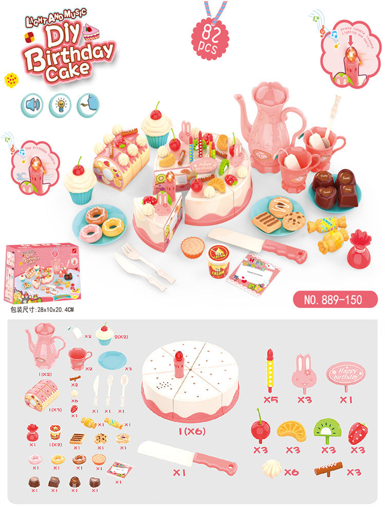Kids 82-Piece Electric Light & Sound Birthday Cake Toy 5