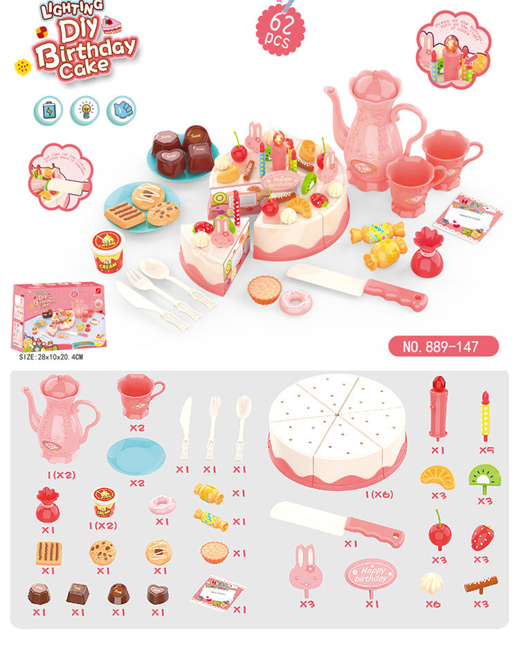 Kids 82-Piece Electric Light & Sound Birthday Cake Toy 6