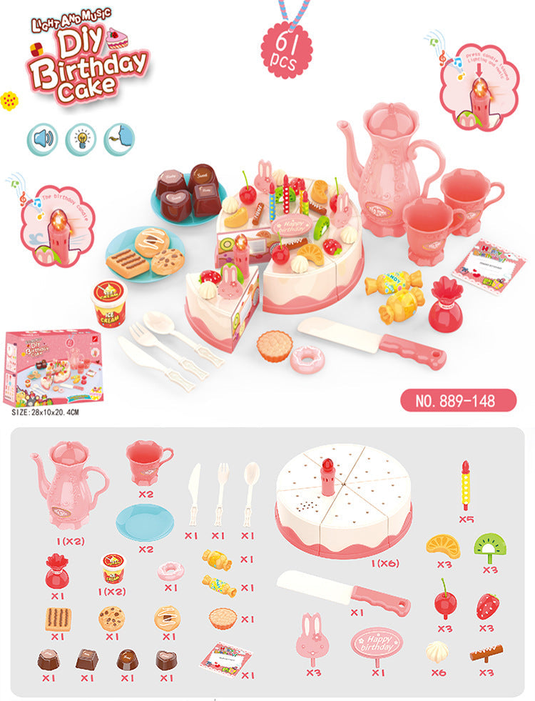 Kids 82-Piece Electric Light & Sound Birthday Cake Toy 7