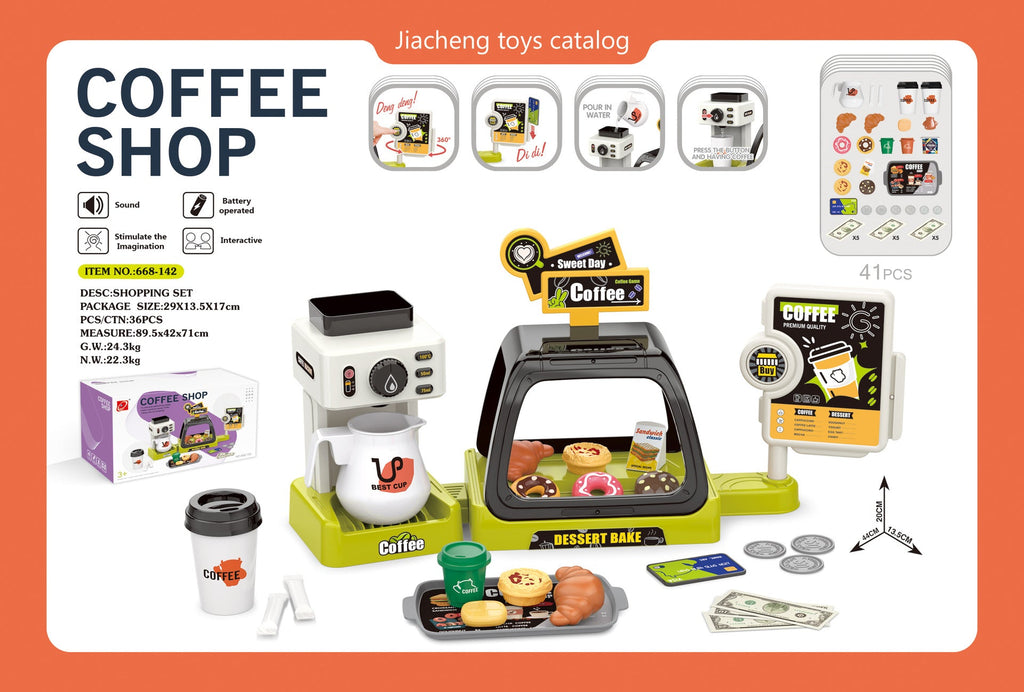 Coffee machine toy in interactive playset