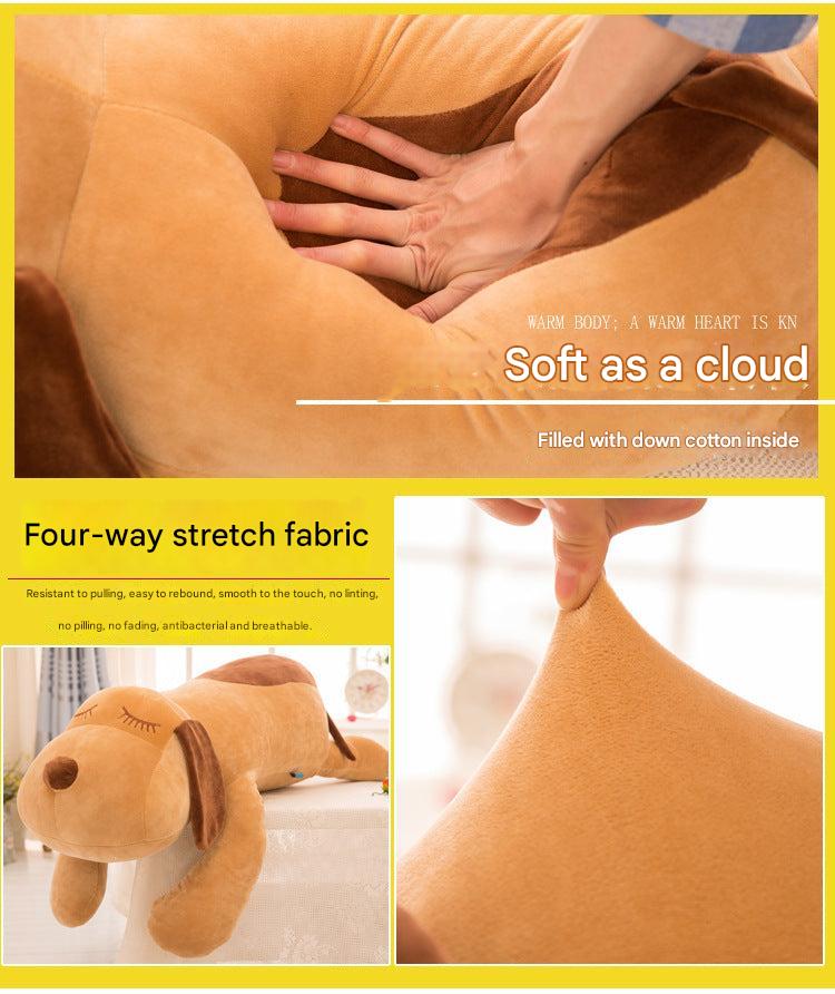 Cuddly stripe plush dog toy in panda design