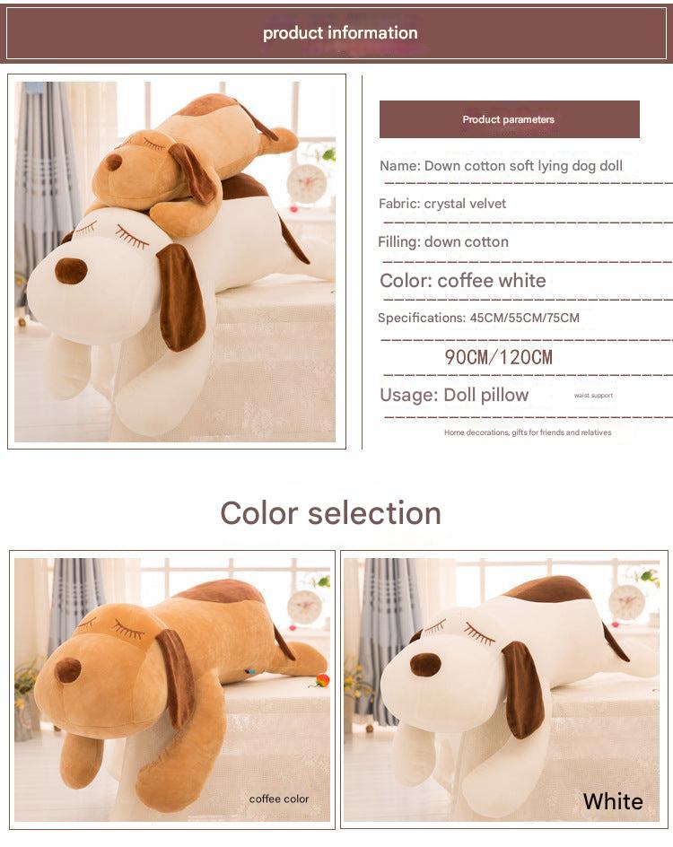Soft plush dog pillow in mocha colour