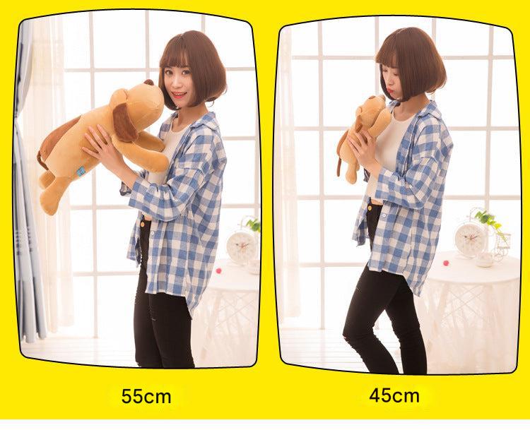Colourful striped plush dog pillow