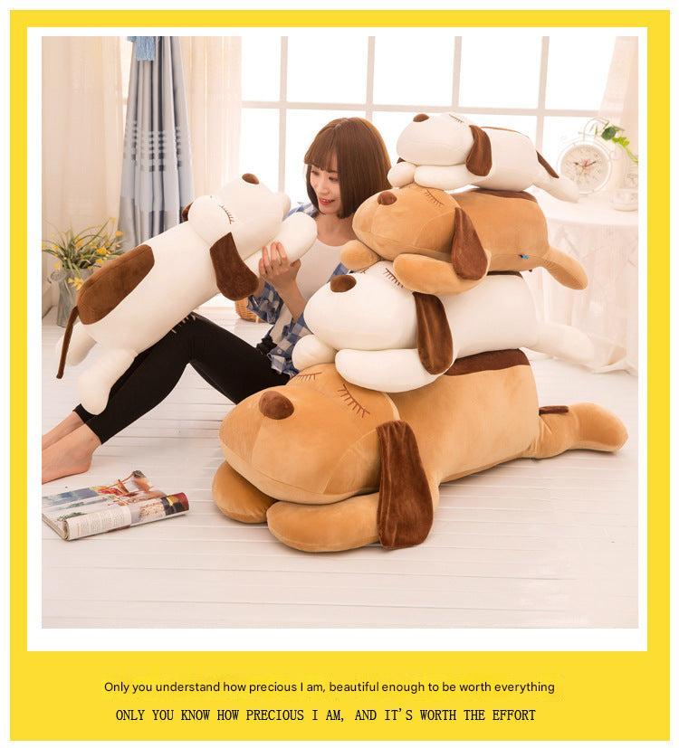 Cuddly stripe plush dog toy in panda design