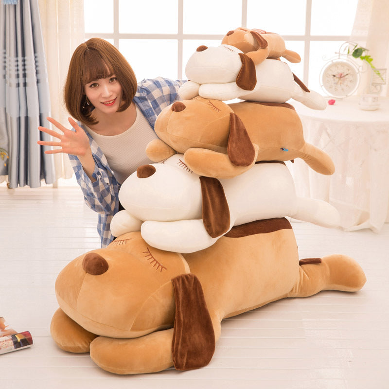 Soft plush dog pillow in mocha colour