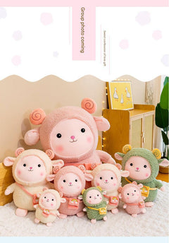 Large soft rainbow sheep plush pillow