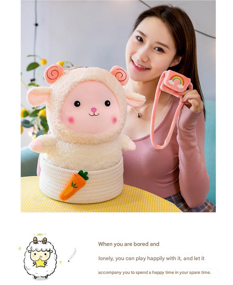 Soft plush sheep toy with curly texture