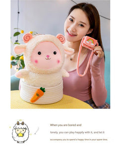 Soft plush sheep toy with curly texture