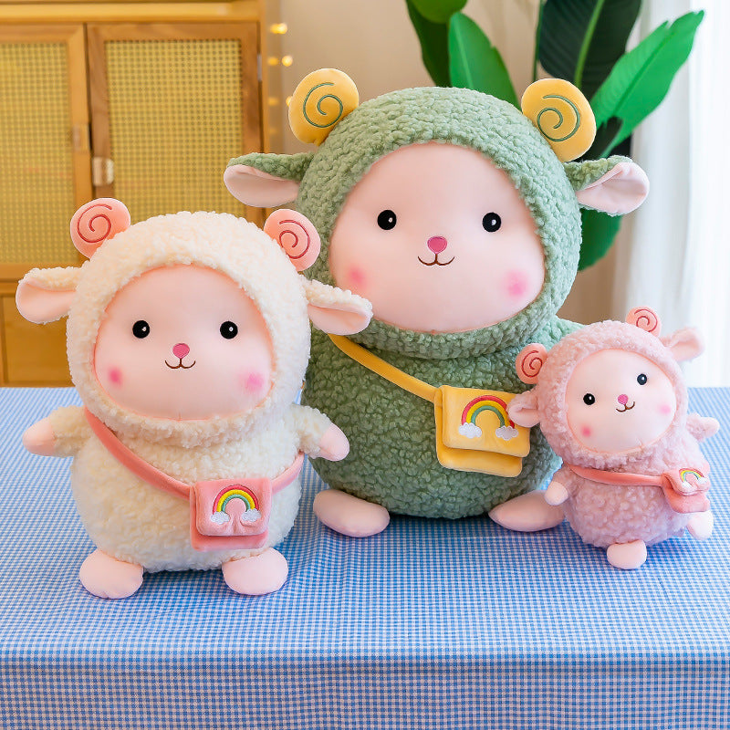 Soft plush sheep toy with curly texture