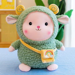 Decorative rainbow sheep plush in a child's room