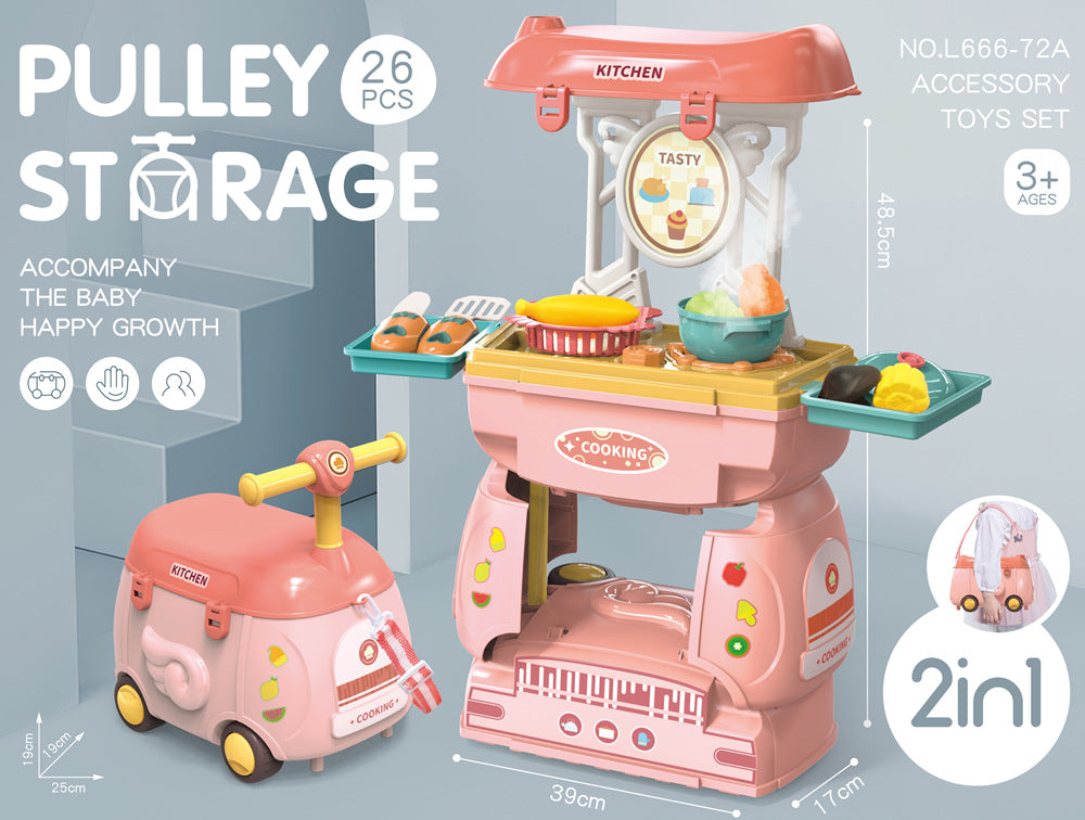 Kids play kitchen and doctor cart set with accessories
