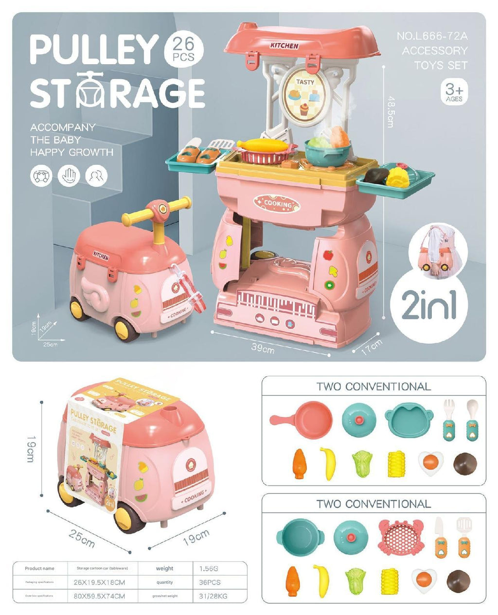 Accessories for imaginative play kitchen