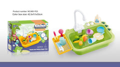 Play kitchen features water circulation system