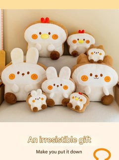 varied size plush animal pillows