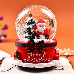 Full view of Christmas decoration snow globe with music