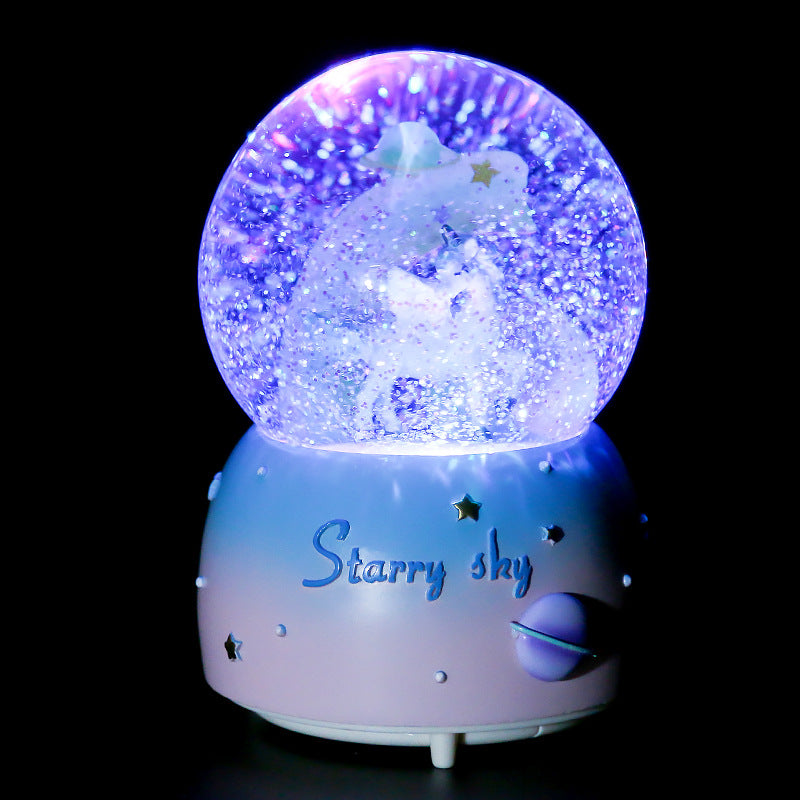 Dreamy Unicorn Snow Globe Music Box front view