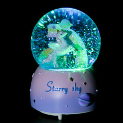Unicorn snow globe music box in blue