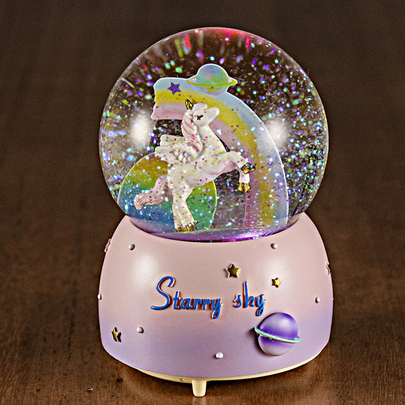 Unicorn themed music box in gift setting