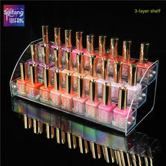 Organised cosmetics on a stylish acrylic stand
