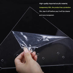 Side view of acrylic cosmetic stand with beauty products