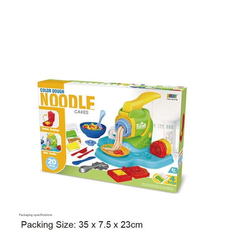 Various noodle shapes created with the play dough set