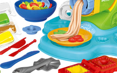 Young child simulating cooking with play dough