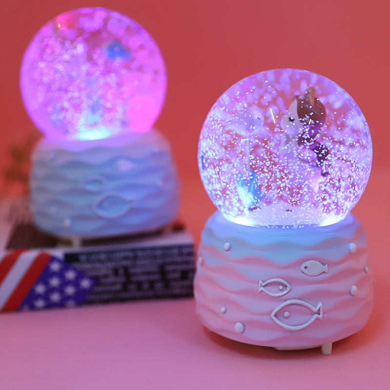 Enchanting mermaid snow globe music box with LED lights