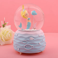 Purple mermaid snow globe design with charm