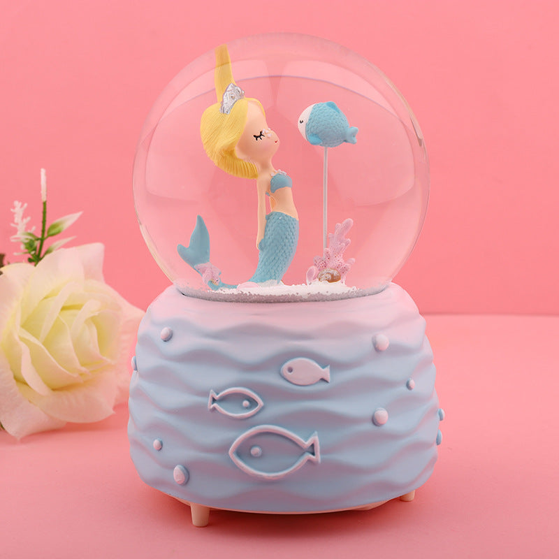 Purple mermaid snow globe design with charm