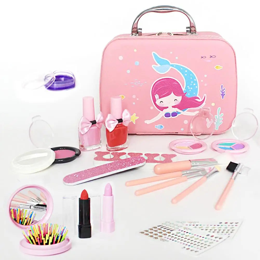 Top view of full makeup kit for children