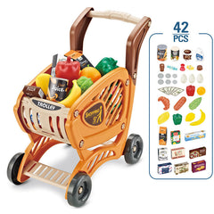 children engaging with shopping cart toy