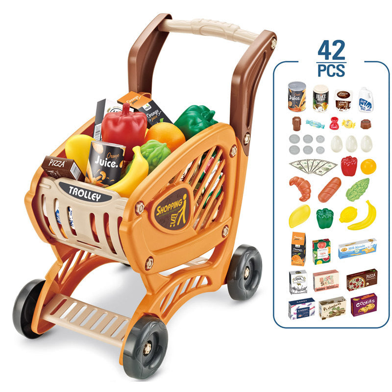 children engaging with shopping cart toy