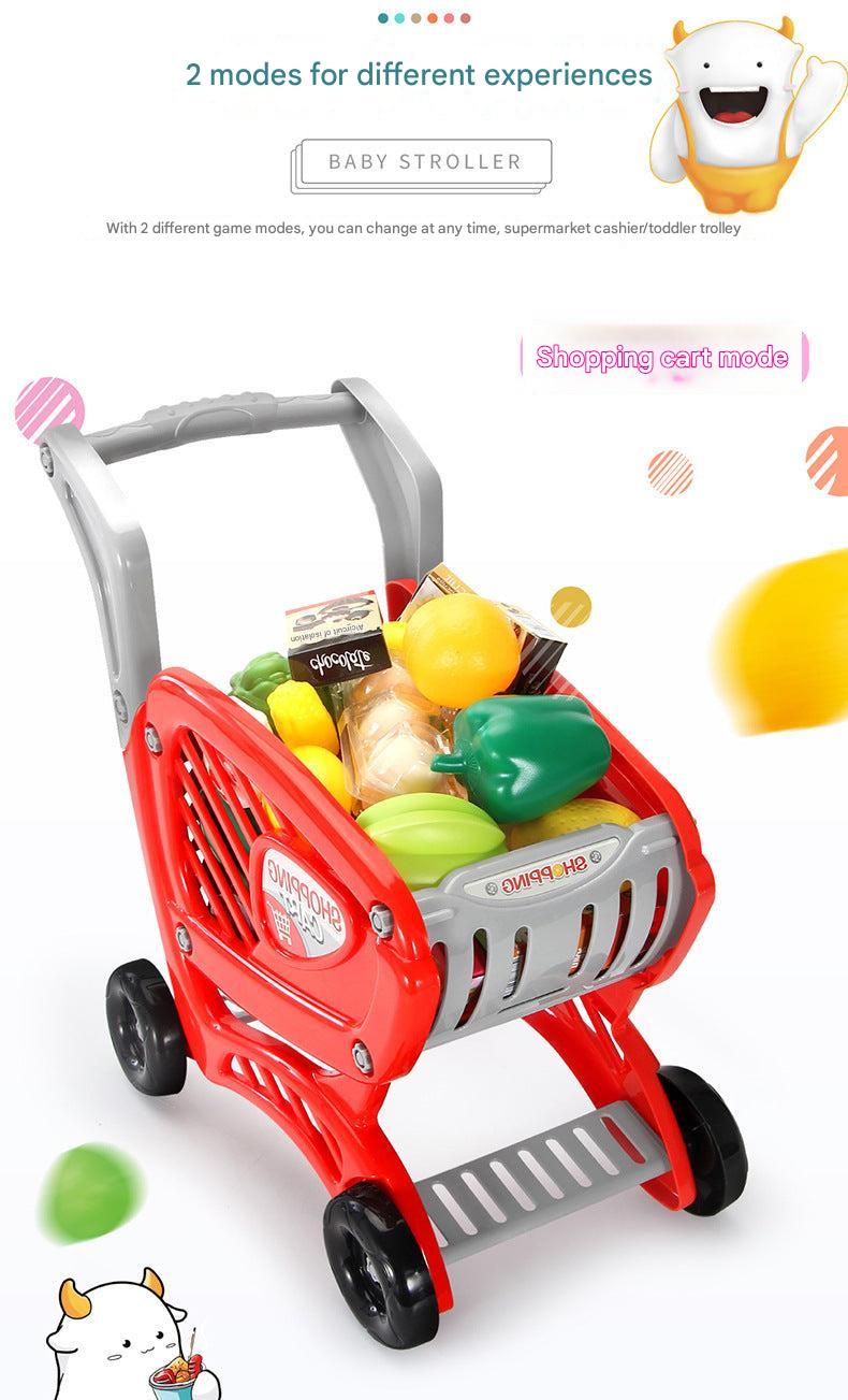 children engaging with shopping cart toy