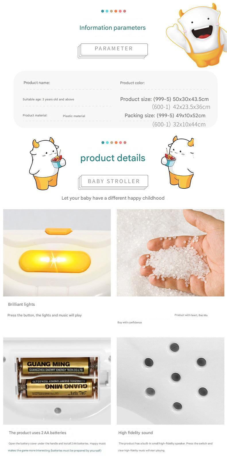 interactive toy shopping cart model