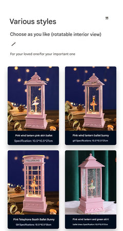 ballet themed snow globe display
