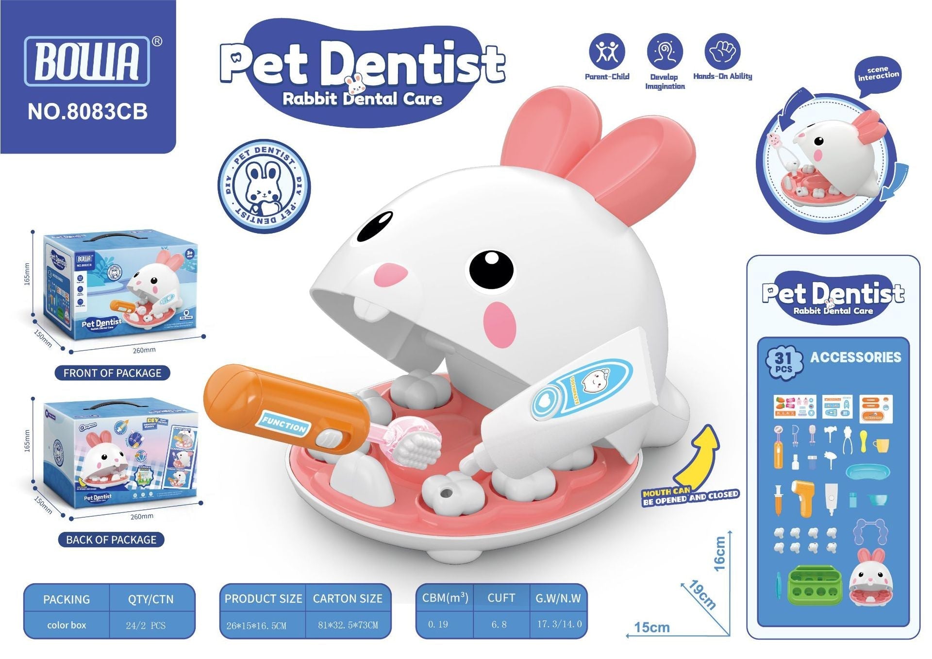 Veterinary tools and soft toys set for role play