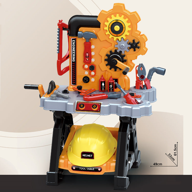 Kids using tool set for creative building play