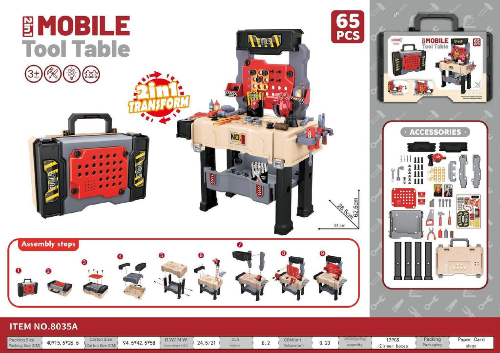 Interactive toy drill in use by young builder