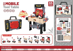 Interactive toy drill in use by young builder